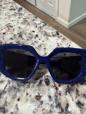 Prada Blue Marble Oversized Square Sunglasses